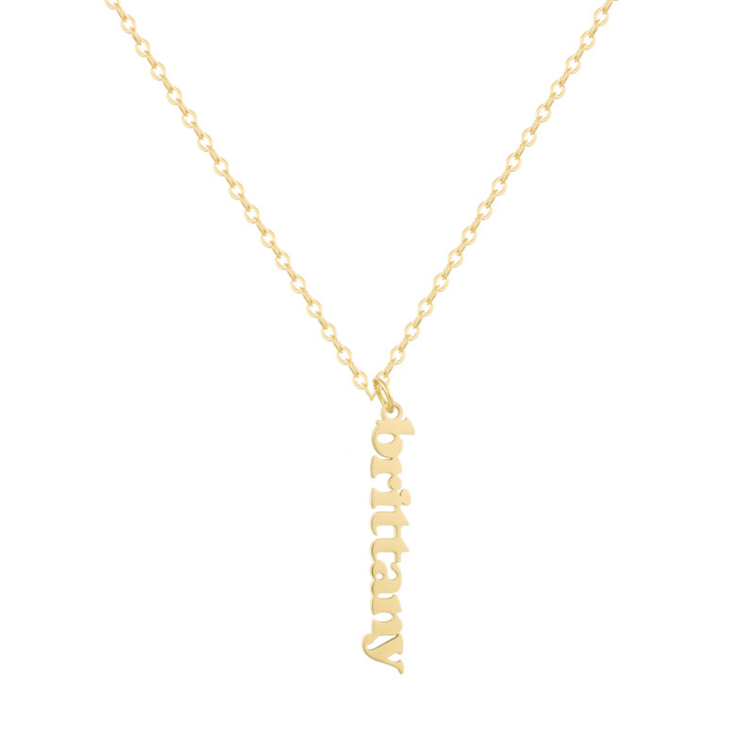 Custom/Personalized Mini Vertical Charm Nameplate Necklace - EVRYJEWELS